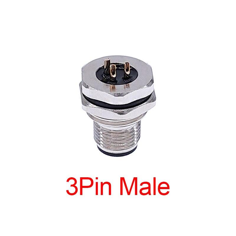 Front nut flange socket 3/4/5/8pin M1216 screw threaded male female sensor connector.