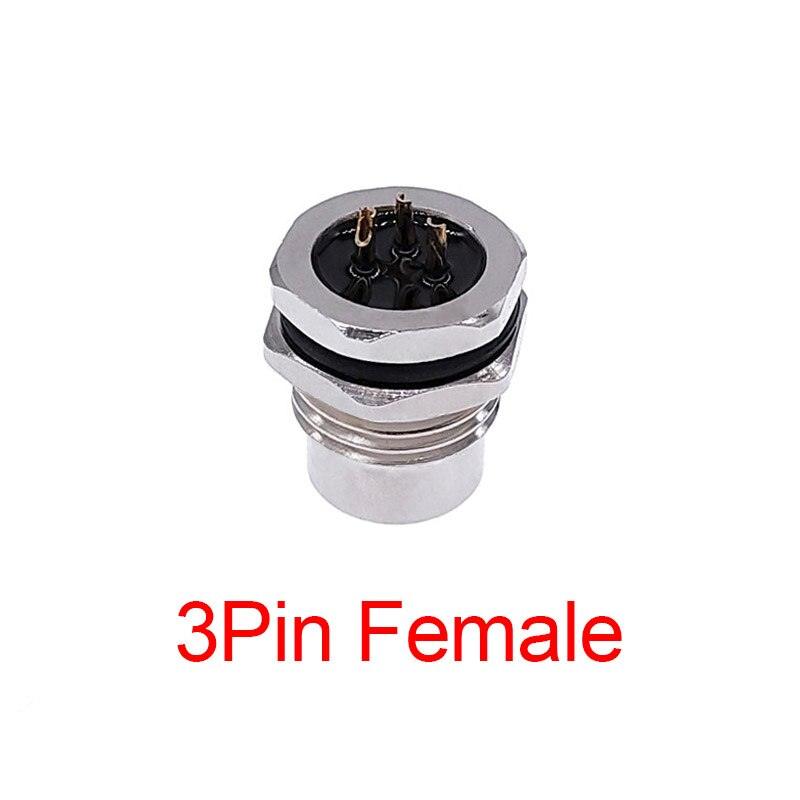 Front nut flange socket 3/4/5/8pin M1216 screw threaded male female sensor connector.