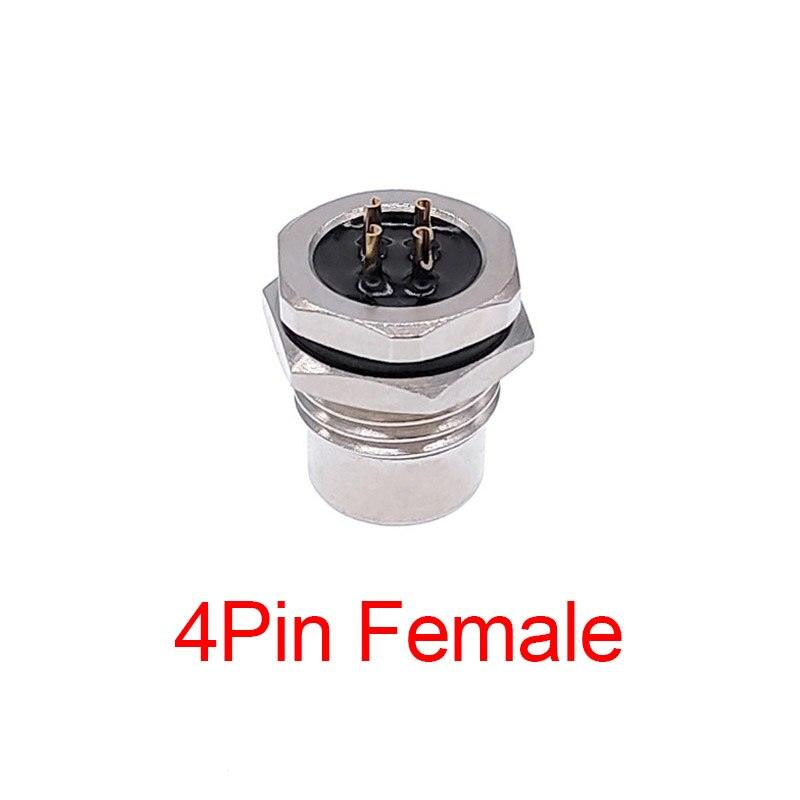 Front nut flange socket 3/4/5/8pin M1216 screw threaded male female sensor connector.