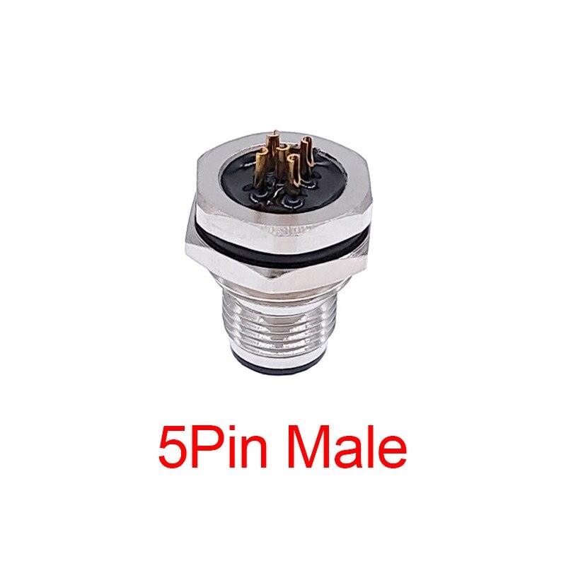 Front nut flange socket 3/4/5/8pin M1216 screw threaded male female sensor connector.