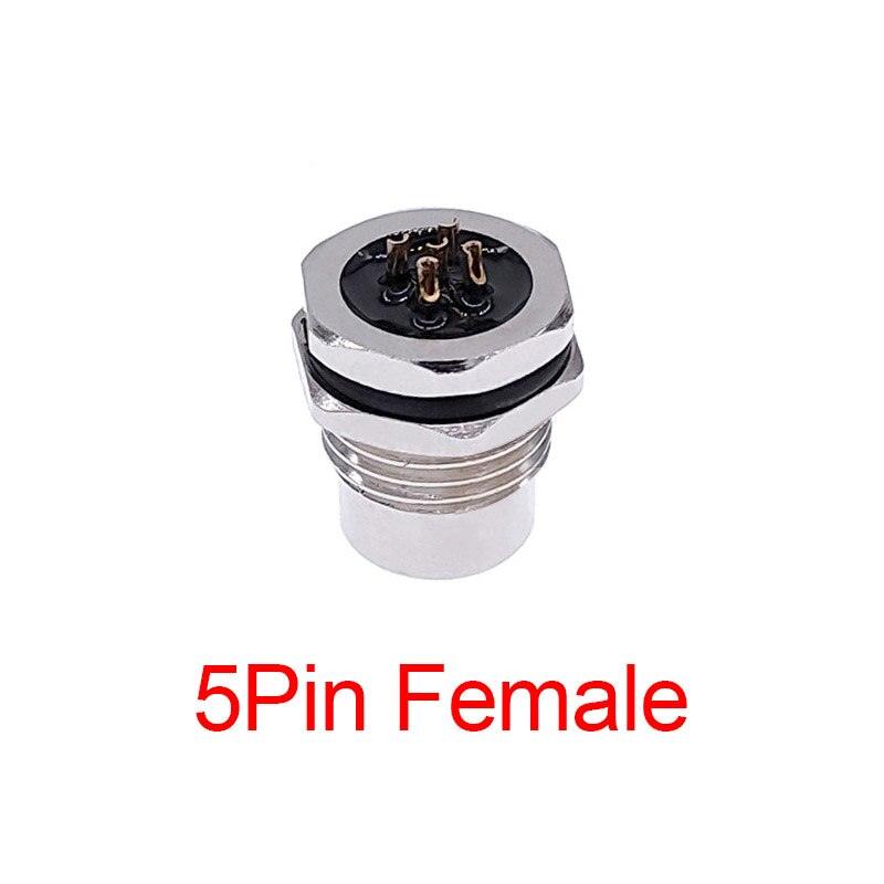 Front nut flange socket 3/4/5/8pin M1216 screw threaded male female sensor connector.