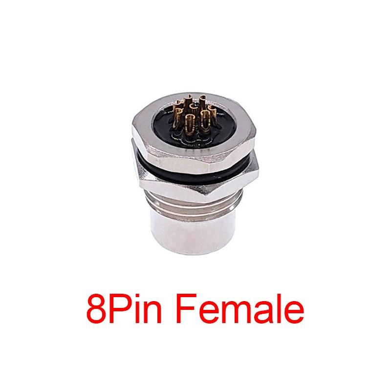 Front nut flange socket 3/4/5/8pin M1216 screw threaded male female sensor connector.