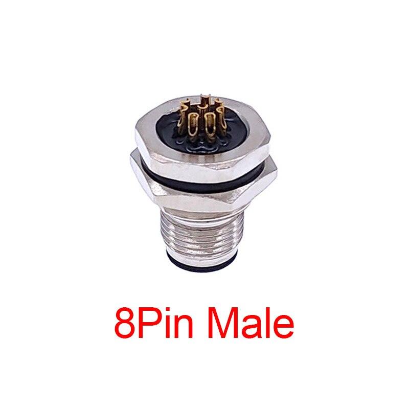 Front nut flange socket 3/4/5/8pin M1216 screw threaded male female sensor connector.