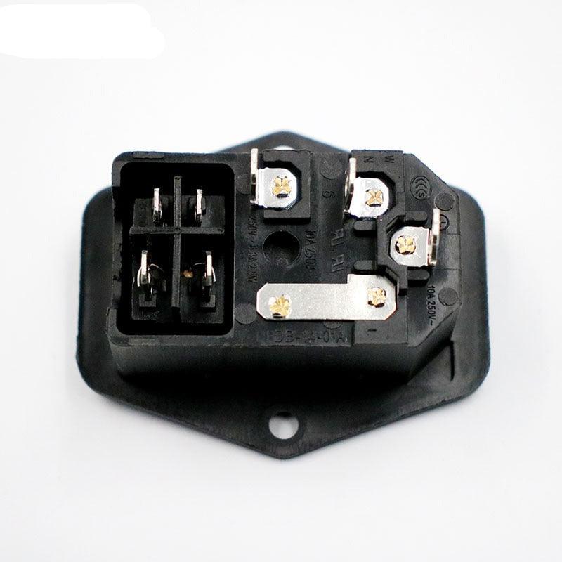 High quality Black Red 10A AC 250V 3 Terminal Power Socket with Fuse Holder Rocker Switch NEW AC Power Cord Inlet Plug Socket.