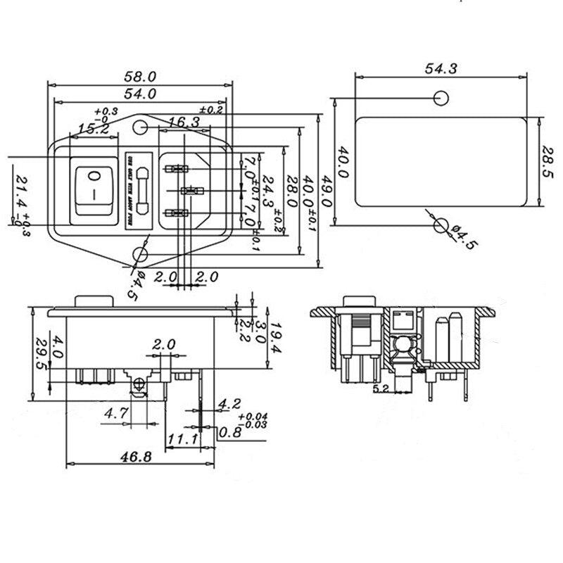 High quality Black Red 10A AC 250V 3 Terminal Power Socket with Fuse Holder Rocker Switch NEW AC Power Cord Inlet Plug Socket.