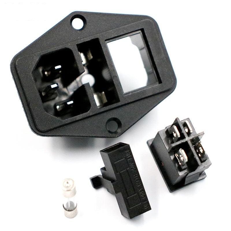 High quality Black Red 10A AC 250V 3 Terminal Power Socket with Fuse Holder Rocker Switch NEW AC Power Cord Inlet Plug Socket.