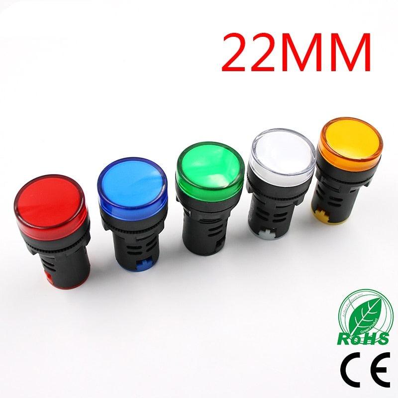 Indicator Signal Lamp Light Waterproof ad16-22ds 22mm AC/DC 12V 24V 110V 220V 380V Red Green Yellow Blue White LED Bulbs 20mA.current indicator led
