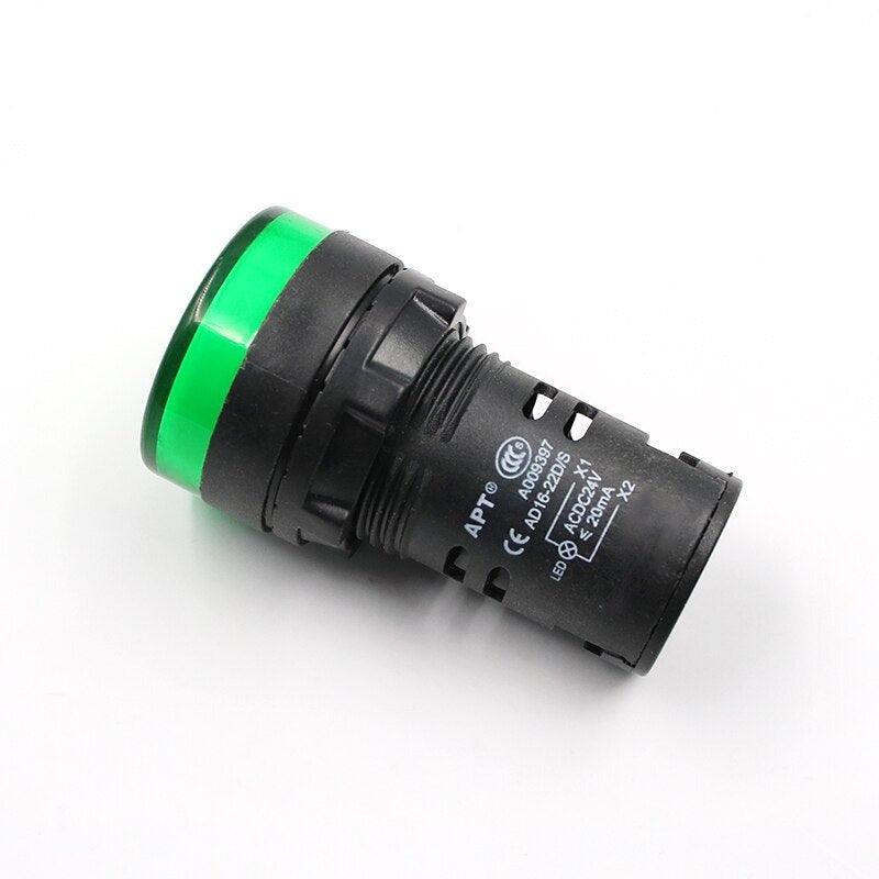 Indicator Signal Lamp Light Waterproof ad16-22ds 22mm AC/DC 12V 24V 110V 220V 380V Red Green Yellow Blue White LED Bulbs 20mA.