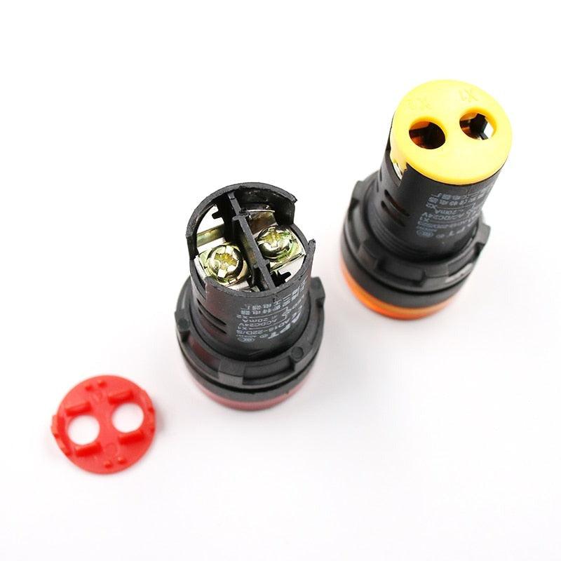 Indicator Signal Lamp Light Waterproof ad16-22ds 22mm AC/DC 12V 24V 110V 220V 380V Red Green Yellow Blue White LED Bulbs 20mA.