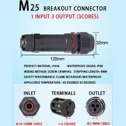 IP68 Waterproof Connector Assembly Type Wire And Cable Breakout Connector 2/3/4/5PIN Optional.