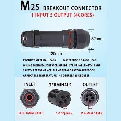 IP68 Waterproof Connector Assembly Type Wire And Cable Breakout Connector 2/3/4/5PIN Optional.