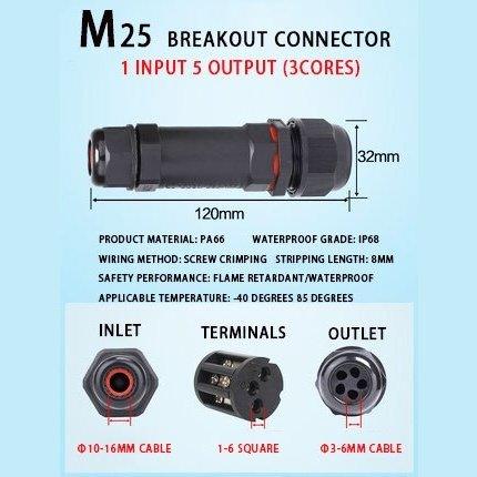 IP68 Waterproof Connector Assembly Type Wire And Cable Breakout Connector 2/3/4/5PIN Optional.