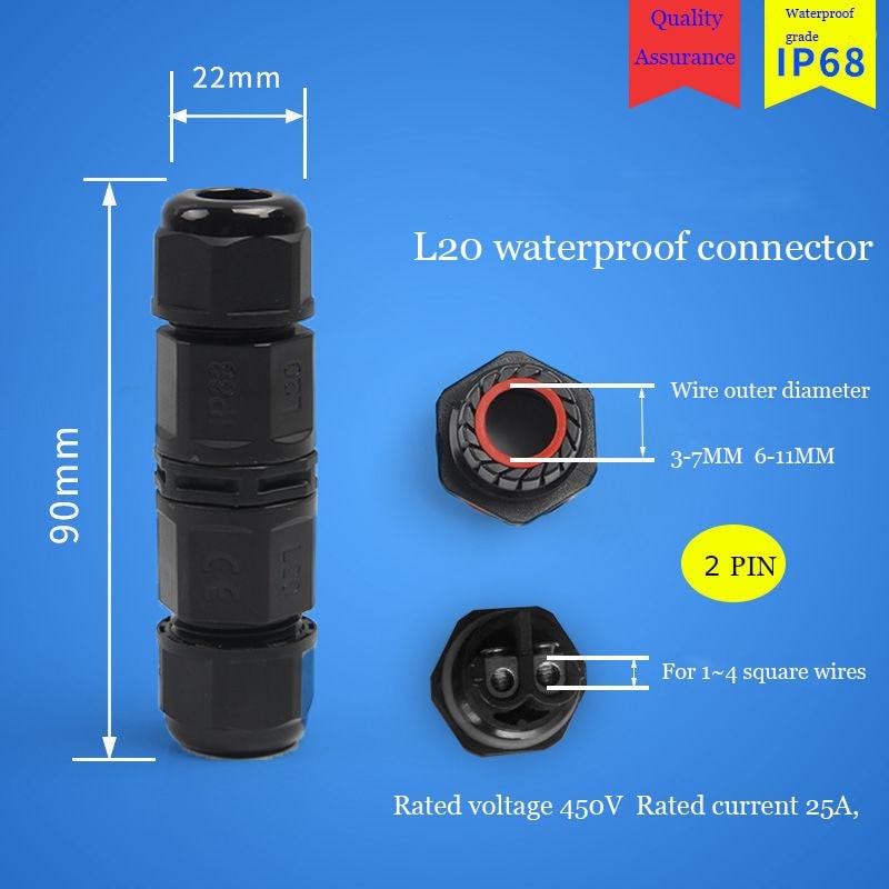 IP68 Waterproof Connector Electrical Cable Quick Connector Installation 2/3/4/5 Pin Optional.