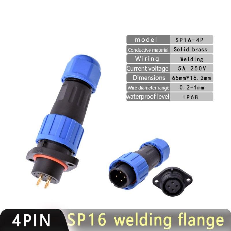 IP68 Waterproof Connector SP16 Male Plug and Female Socket 2/3/4/5/7/9pin Optional.sp16 connector,waterproof aviation sp16,sp16 ip68 connector 3 pin