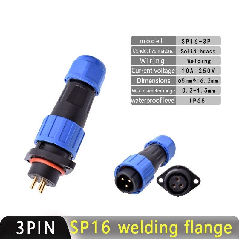 IP68 Waterproof Connector SP16 Male Plug and Female Socket 2/3/4/5/7/9pin Optional.sp16 connector,waterproof aviation sp16