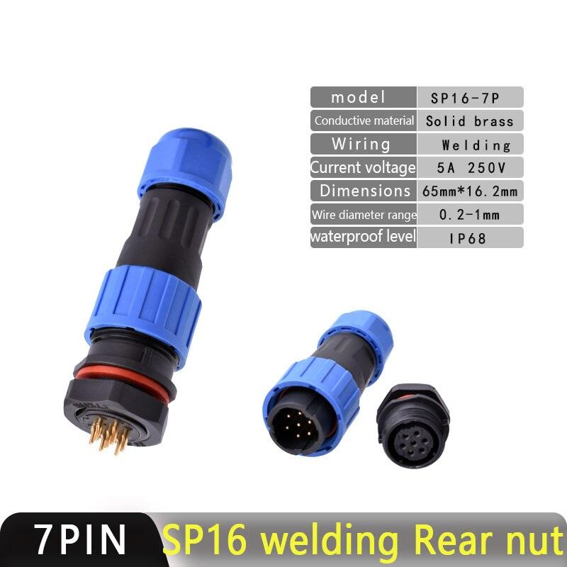 IP68 Waterproof Connector SP16 Male Plug and Female Socket 2/3/4/5/7/9pin Optional.sp16 connector,waterproof aviation sp16
