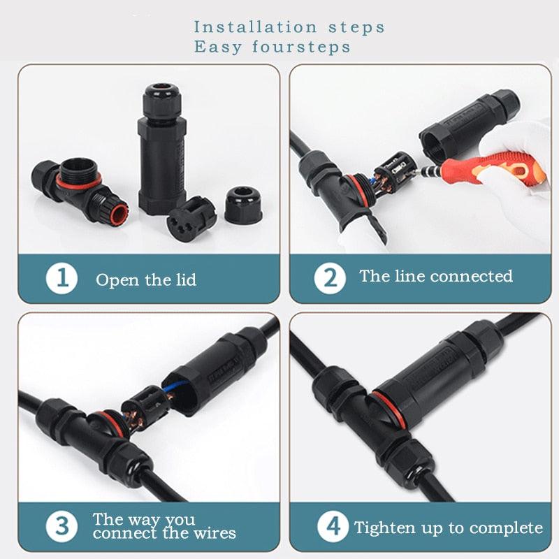 IP68 Waterproof Connector T-Type M20 2/3/4 Pin Electrical Terminal Adaptor Wire Connector.
