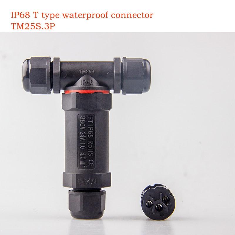 IP68 Waterproof Connector T-Type M20 2/3/4 Pin Electrical Terminal Adaptor Wire Connector.