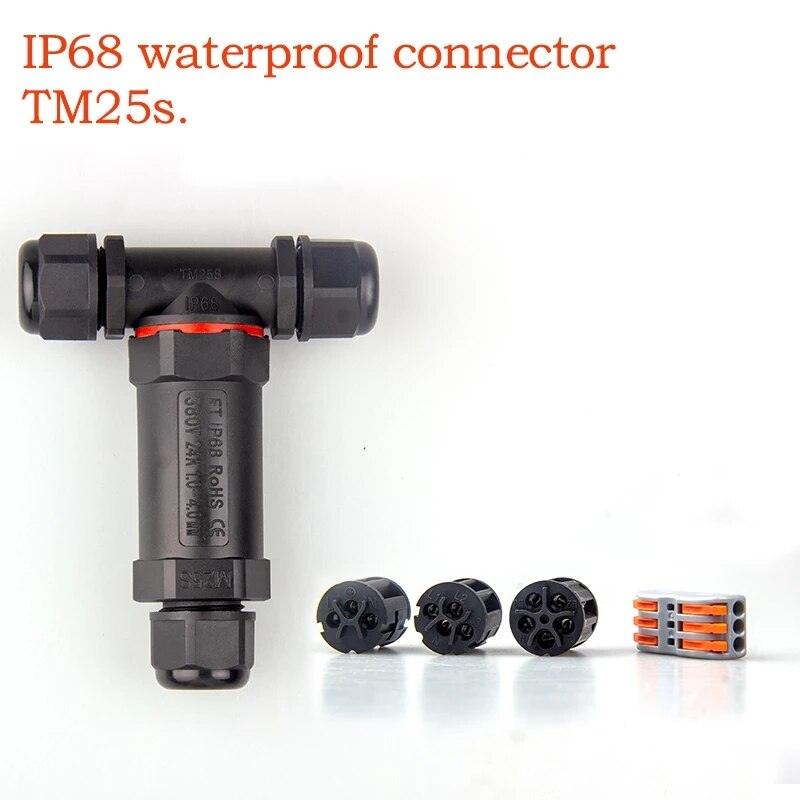 IP68 Waterproof Connector T-Type M20 2/3/4 Pin Electrical Terminal Adaptor Wire Connector.