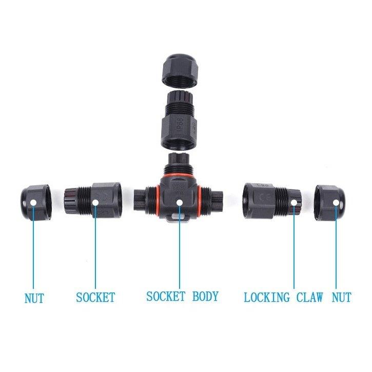 IP68 Waterproof Connector T-Type TL20 2/3 Pin Electrical Terminal Adapter Wire Connector.