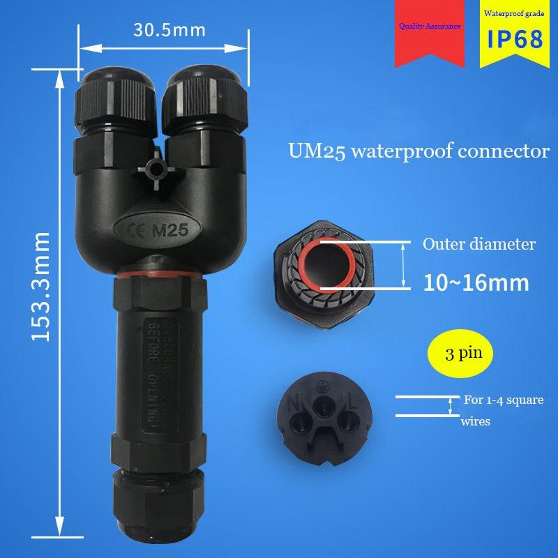 IP68 Waterproof Connector Y-type UM25 3/4/5 Pin Electrical Terminal Adapter Wire Connector.