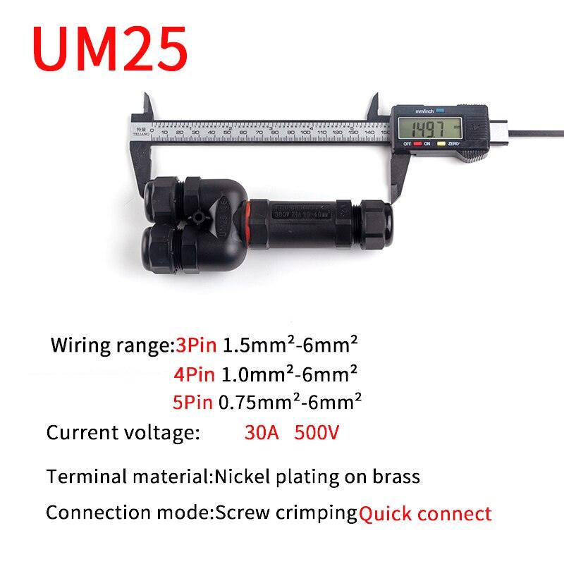 IP68 Waterproof Connector Y-type UM25 3/4/5 Pin Electrical Terminal Adapter Wire Connector.