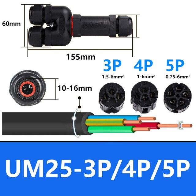IP68 Waterproof Connector Y-type UM25 3/4/5 Pin Electrical Terminal Adapter Wire Connector.