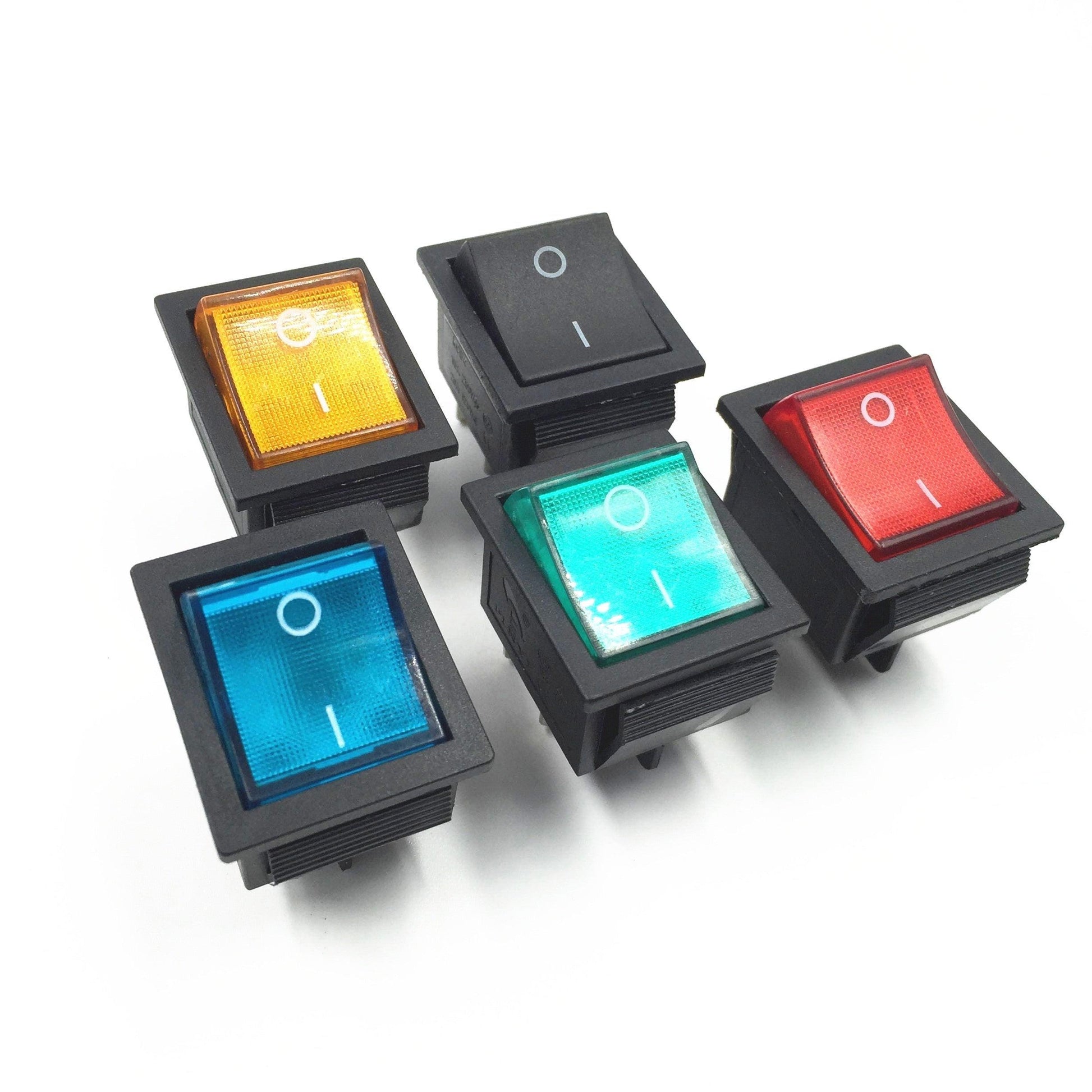 Latching Rocker Switch Power Switch I/O 4 Pins With Light 16A 250VAC 20A 125VAC KCD4 DPST Red Yellow Green Blue Black Boat.