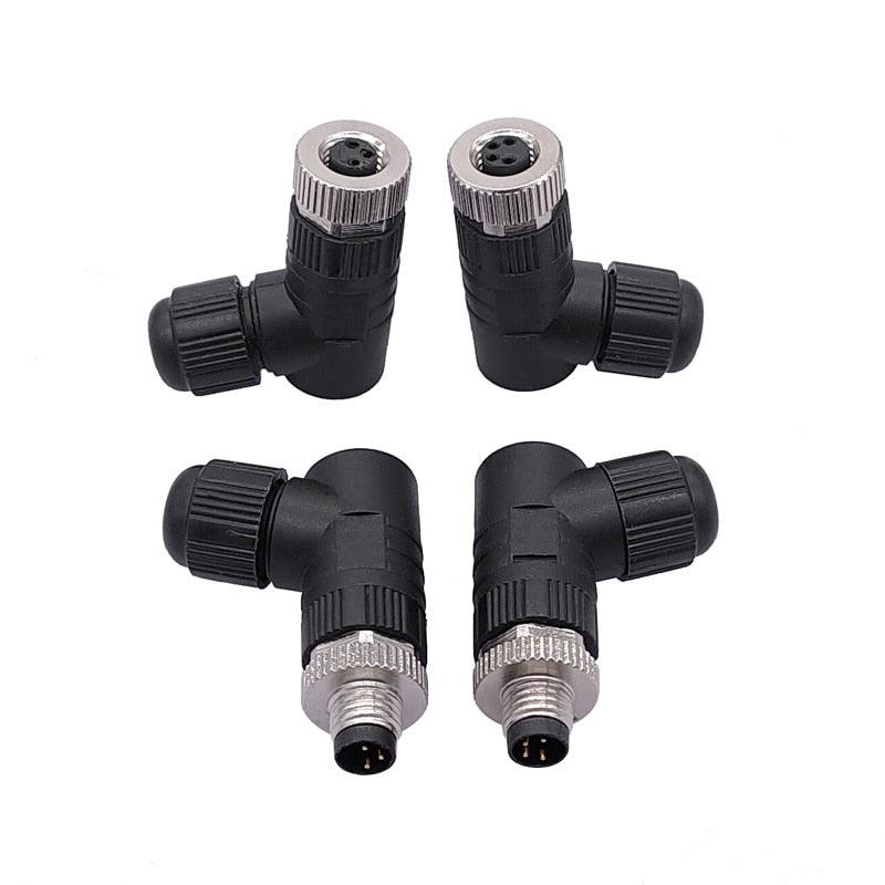 M8 Sensor Connector IP68 screw installation Non-welding Waterproof Plug A-Code Male Female 3pin 4pin Bend Angle Connectors.