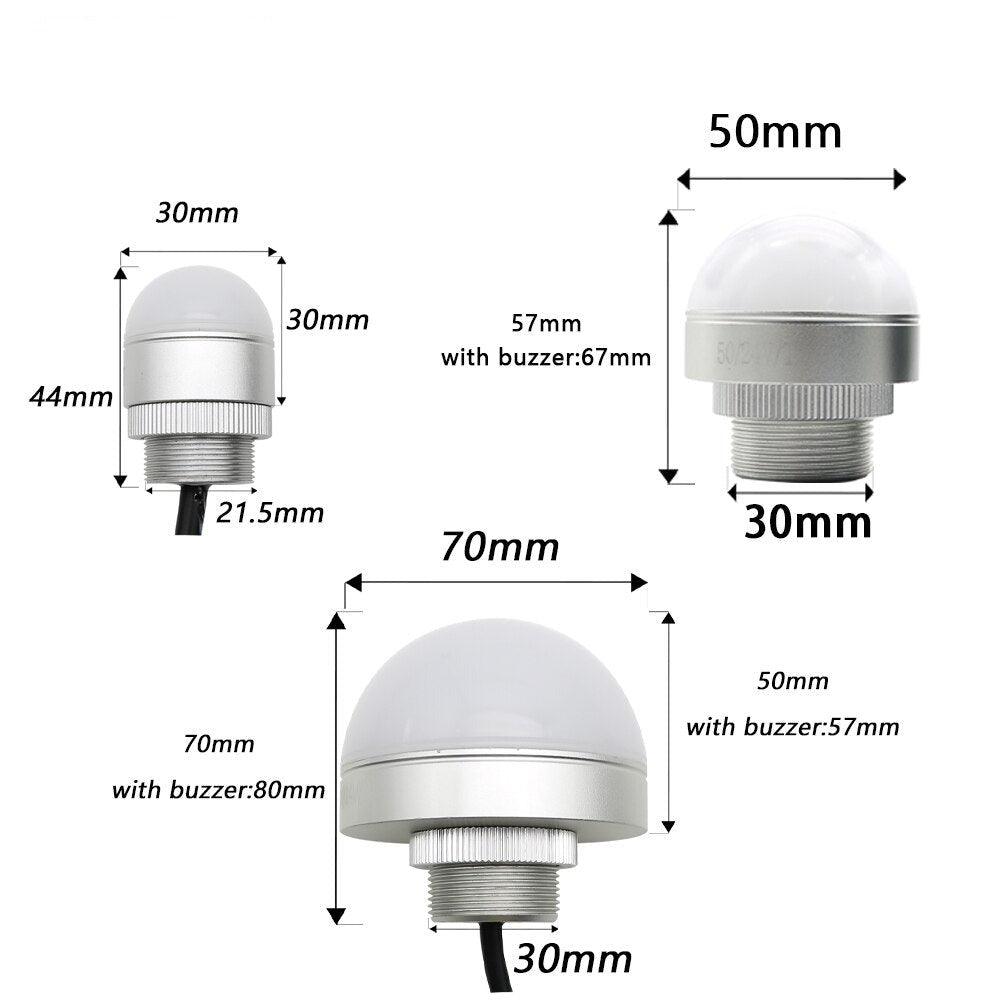 Machine Tool Three-color Light Buzzer Hemisphere Semicircle Signal Warning Light Small Equipment LED 12V 24V Red Yellow Green.
