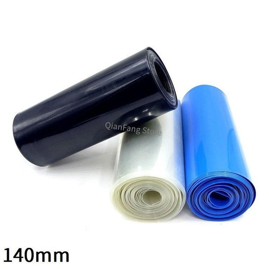 PVC Heat Shrink Tube 140mm Width Blue Black Clear Shrinkable Cable Sleeve Sheath Pack Cover for 18650 Lithium Battery Film Wrap.
