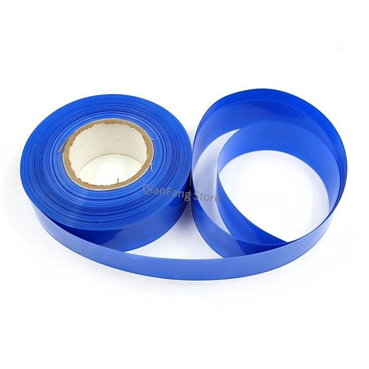 PVC Heat Shrink Tube 32mm Width Blue Multicolor Shrinkable Cable Sleeve Sheath Pack Cover for 18650 Lithium Battery Film Wrap.