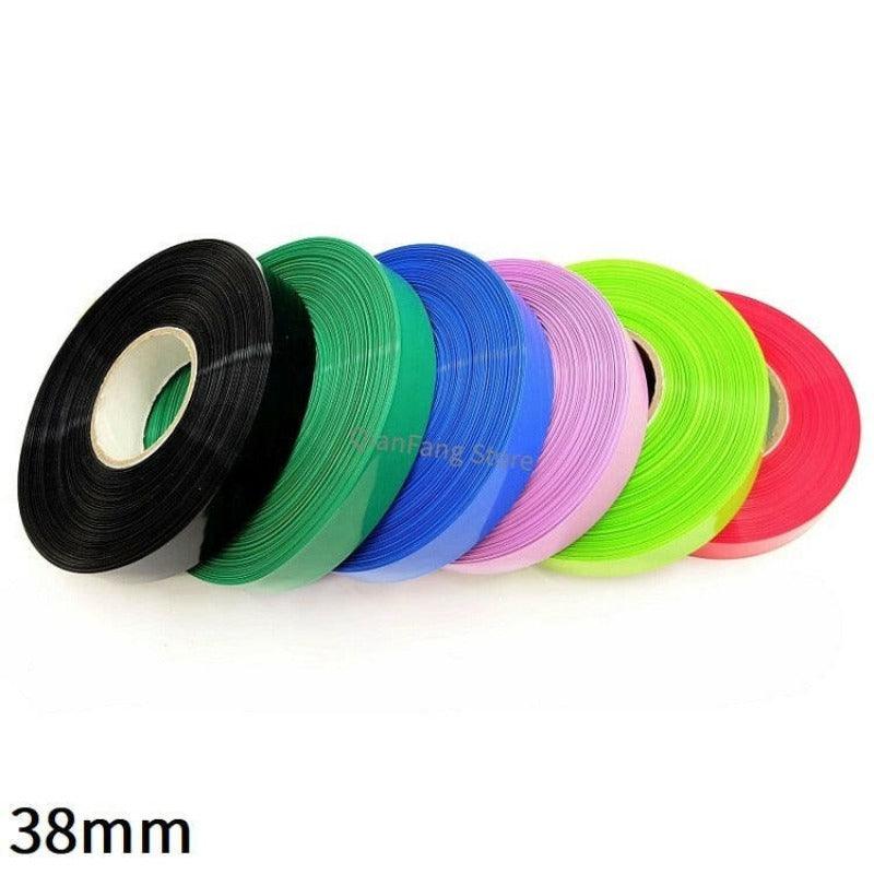 PVC Heat Shrink Tube 38mm Width Blue Multicolor Shrinkable Cable Sleeve Sheath Pack Cover for 18650 Lithium Battery Film Wrap.