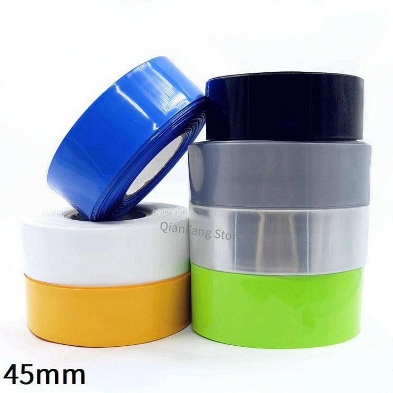 PVC Heat Shrink Tube 45mm Width Blue Multicolor Shrinkable Cable Sleeve Sheath Pack Cover for 18650 Lithium Battery Film Wrap.