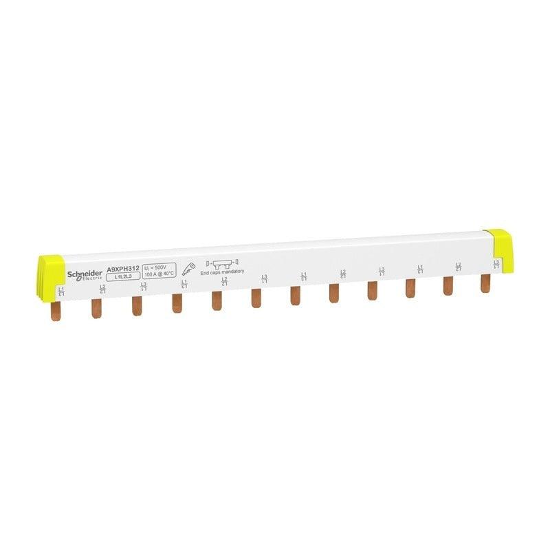 Schneider Electric Acti 9 Series A9XPH312 12x18mm Comb Busbar 4 Channels 3 L Use for 3P MCB Miniature Circuit Breaker.