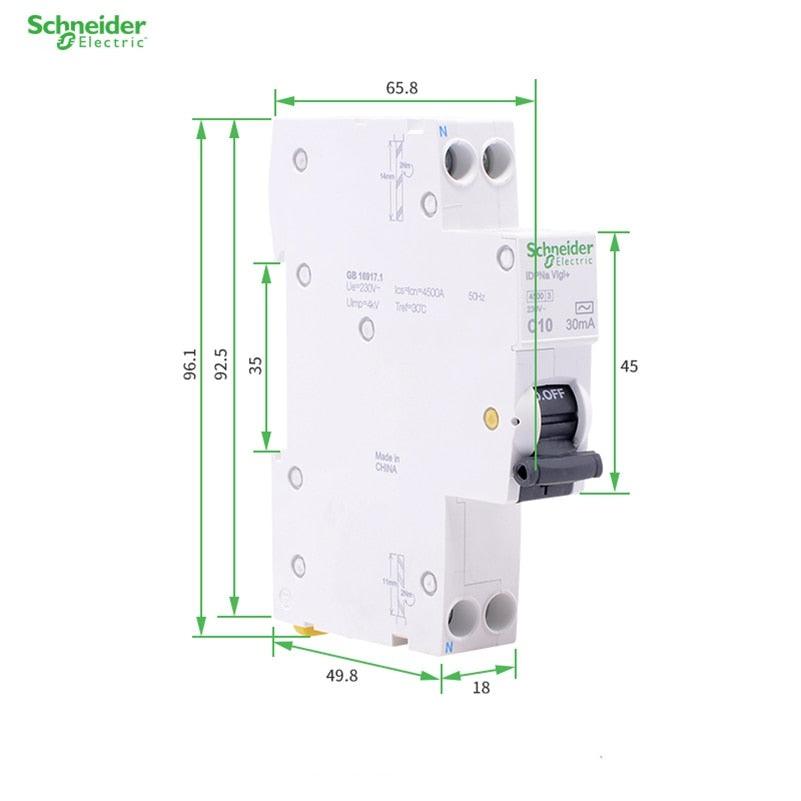 Schneider Electric iDPN Vigi+ 1P+N Leakage Circuit Breaker 30mA Residual Current Operation Protection Device 10A 16A 20A 25A 32A.