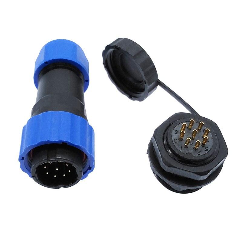 SP20 IP68 waterproof connector 1 pin 2 pin 3/4/5/6/7/8/9/10/12/14Pins connectors plug and socket.