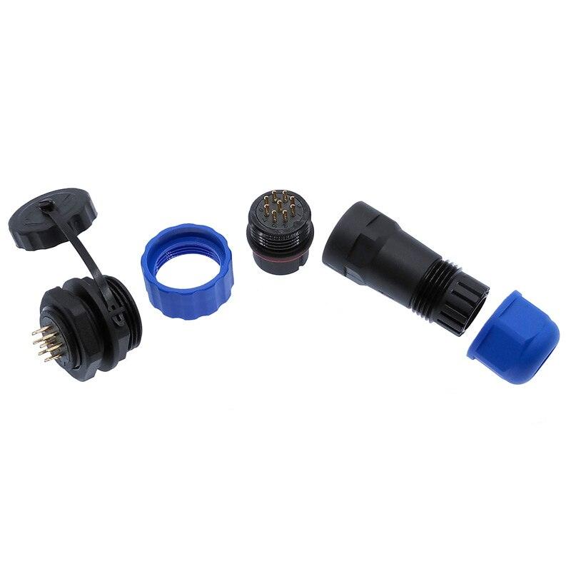 SP20 IP68 waterproof connector 1 pin 2 pin 3/4/5/6/7/8/9/10/12/14Pins connectors plug and socket.