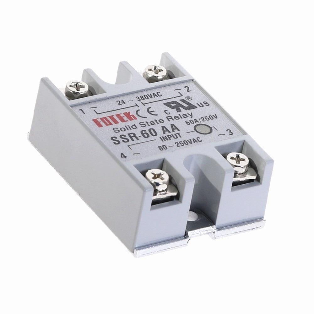 SSR-60AA 60A Solid State Relay Module 80-250V AC Input 24-380VAC.