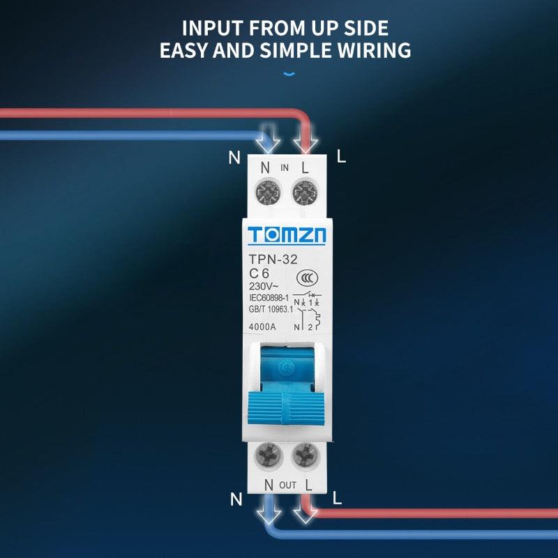 TOMZN- TPN 1P+N Mini Circuit Breaker MCB| 6A up to 32A.