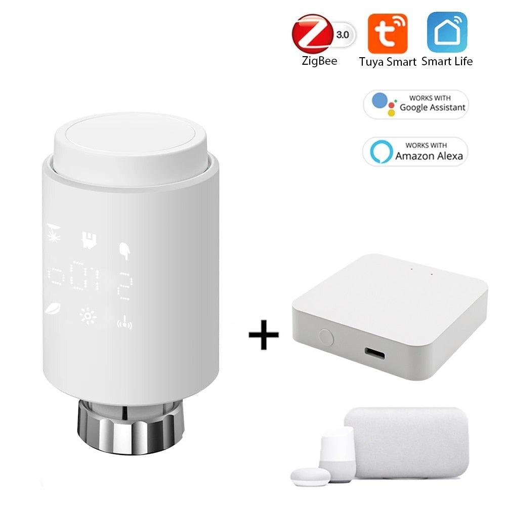 Tuya Smart ZigBee Radiator Actuator TRV Programmable Thermostatic Radiator Valve App Remote Temperature Controller Support Alexa.
