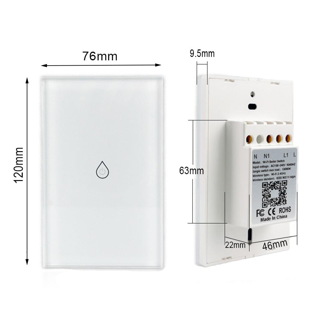 US 16A WiFi Smart Timer Panel Wall Boiler Water Heater Wall Touch Switch Smart Life Tuya Voice Remote Control Alexa Google Home.