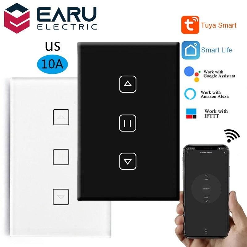 US WiFi Smart Timer Glass Wall Touch Curtain Switch Controller Roller Shutter Electric Motor TUYA Smart Life Google Home Alexa.wifi module curtain roller