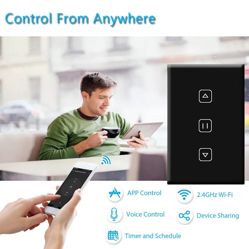 US WiFi Smart Timer Glass Wall Touch Curtain Switch Controller Roller Shutter Electric Motor TUYA Smart Life Google Home Alexa.wifi module curtain roller