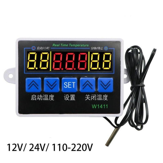 W1411 AC110V-220V DC 12V 10A LED Digital Temperature Controller Thermostat Control Switch Sensor For Greenhouses Aquatic Animal.