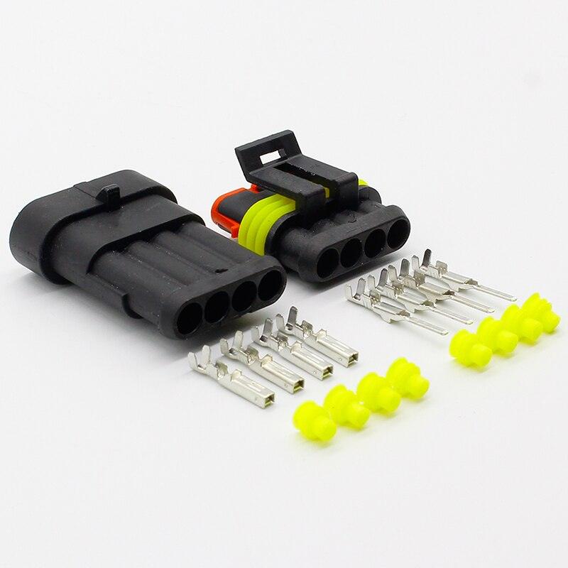 Wholesale 5 Sets NEW Car Auto 4 Pin Way Sealed Waterproof Electrical Wire Connector Plug Set.