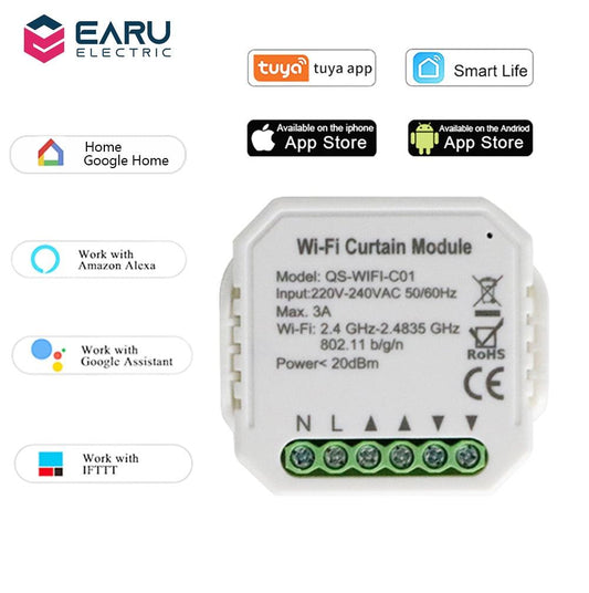 WiFi Smart Curtain Switch Module Roller Blinds Shutter Motor by Smart Life Tuya APP Remote Control Work with Alexa Google Home.wifi module curtain roller