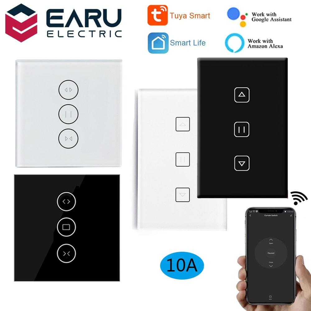 WiFi Smart Timer Glass Wall Touch Curtain Switch Controller Roller Shutter Electric Motor TUYA Smart Life App Google Home Alexa.wifi module curtain roller
