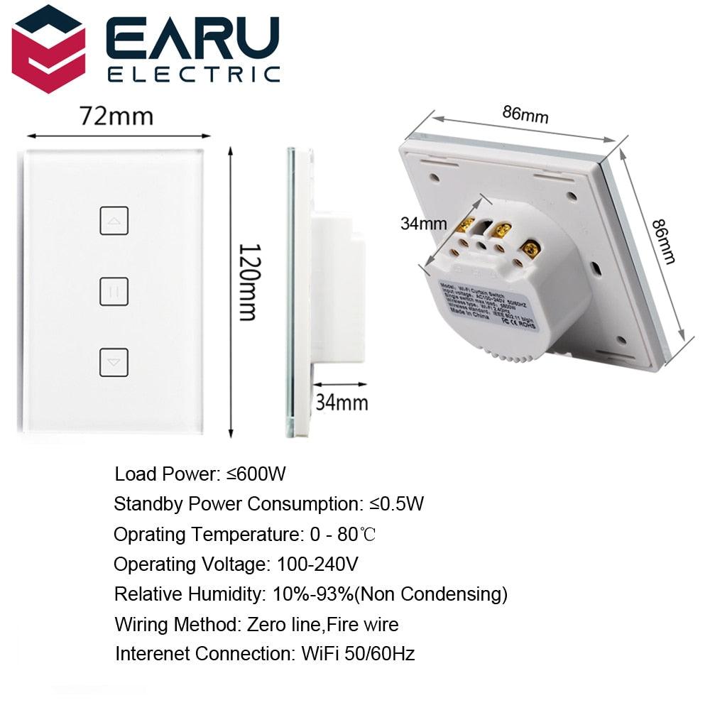 WiFi Smart Timer Glass Wall Touch Curtain Switch Controller Roller Shutter Electric Motor TUYA Smart Life App Google Home Alexa.wifi module curtain roller