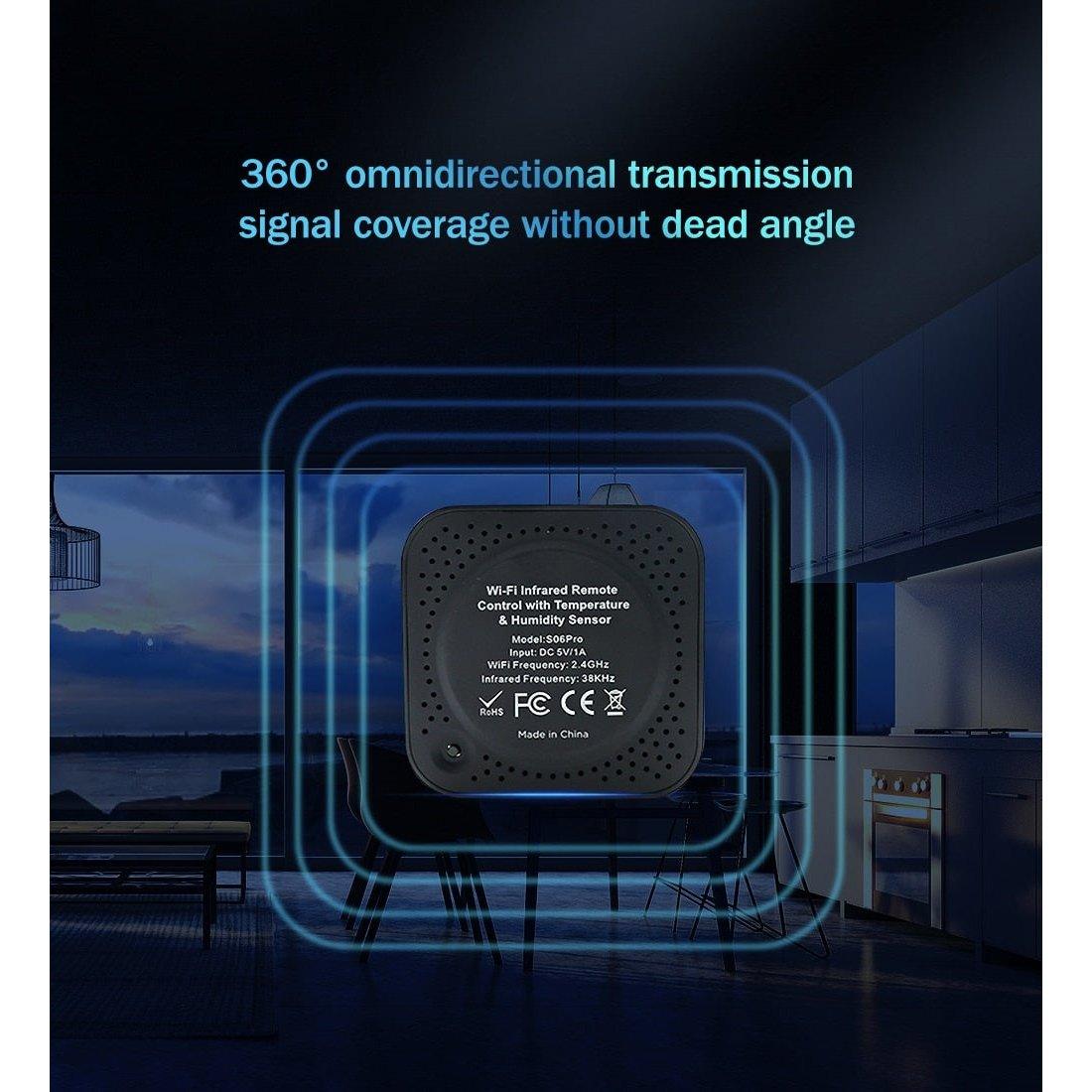 WiFi Tuya Smart Life Universal IR Remote Controller for Air Conditioner TV with Temperature Humidity Sensor by Alexa Google Home.